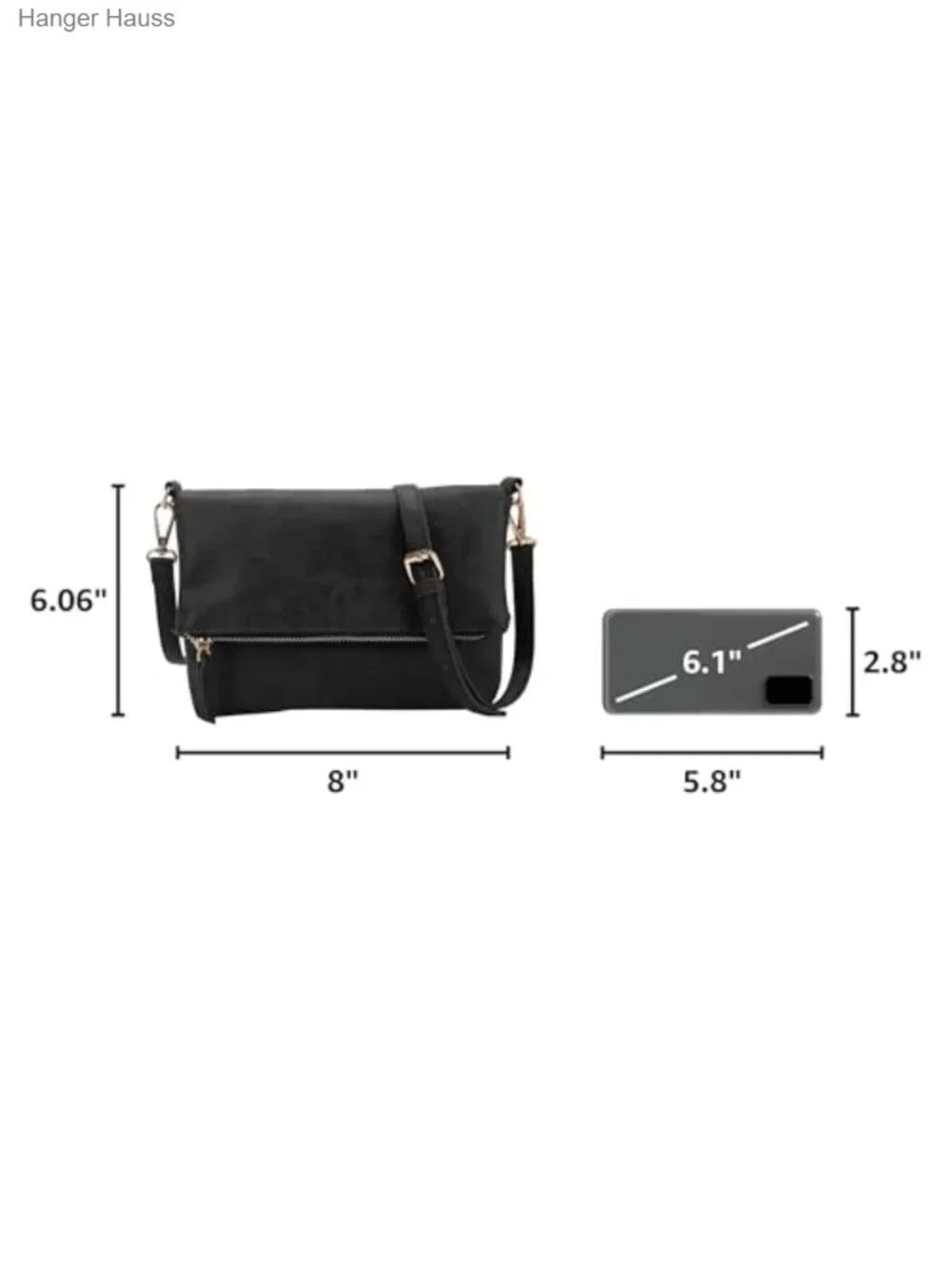 Crossbody Bag Wristlet Purse Detachable Adjustable Strap Vegan PU Leather